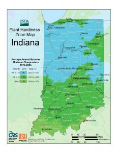 Indiana Hardiness Zone Map